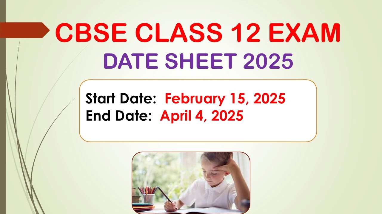 CBSE CLASS 12 EXAM DATE SHEET 2025